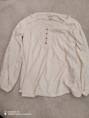 Ralph Lauren Denim & supply Cream Long-Sleeve Pintuck Henley Top Size S